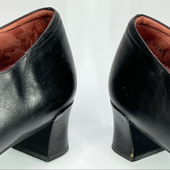 Kumfs Heels Ankle Boots Leather Black Slip Ons Black Comfy Dressy Office Career - Picture 12 of 16